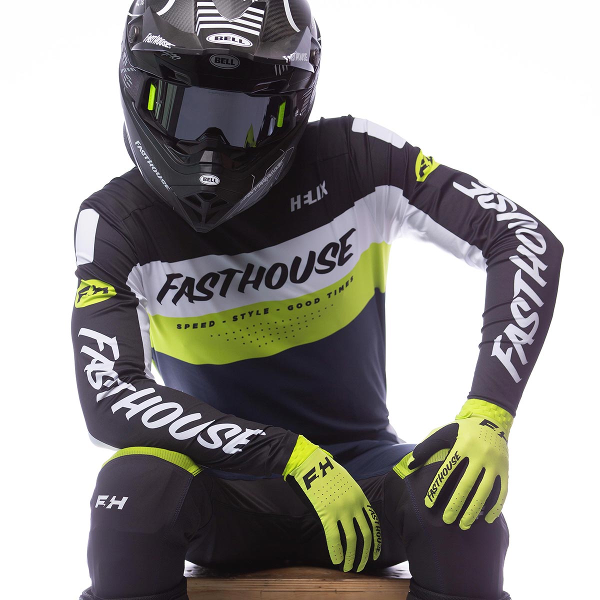 Helix Daytona Jersey - Black/Flo Green Fasthouse FH Brand / No Collab Fasthousedev